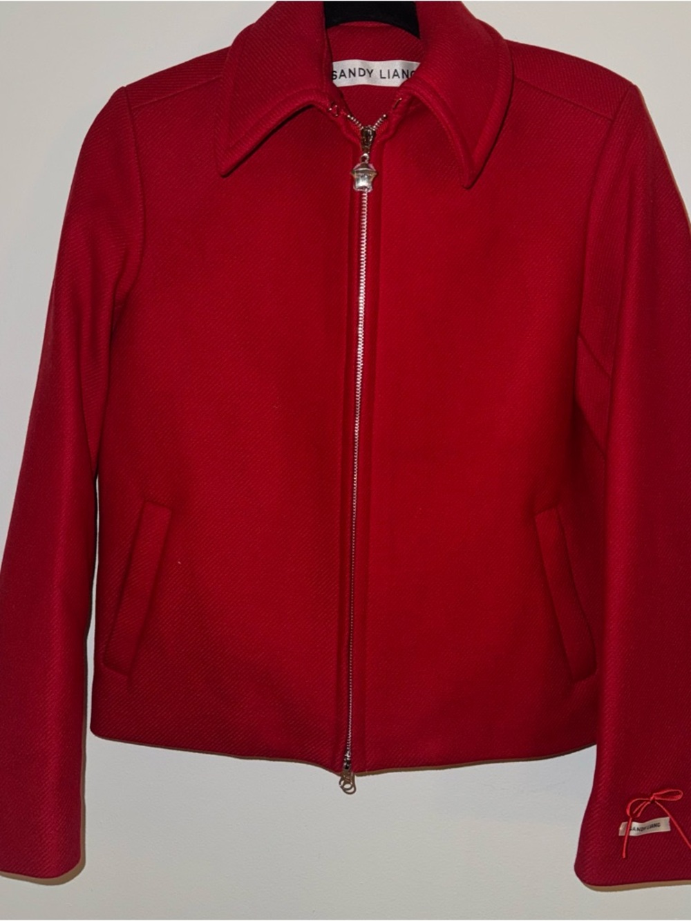 Sandy Liang Red Helsa Zip-Up Jacket